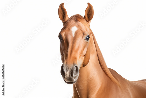 Portrait of Akhal-Teke horse on white background