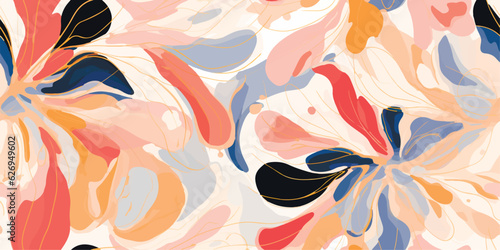 Modern abstract illustration pattern. Creative collage contemporary floral seamless pattern. Fashionable template for design