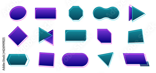 Callout title banners. Doodle border frames with hand writing, speech balloons and chat push message. Vector comic templates square, rectangle, triangle and oval colorful shapes with dots