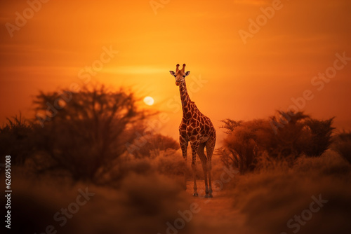 giraffe at sunset © damien