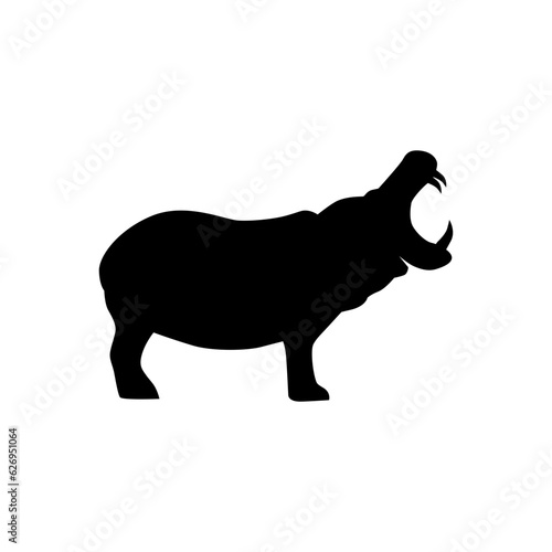 silhouette  hippopotamus vector icon 