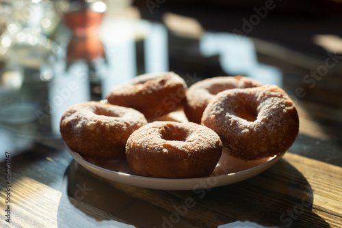 Sweet treat. Fried donuts. Food for tea.