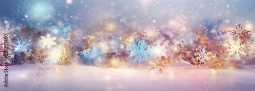 shine christmas abstract light texture year background new bokeh sparkle snowflakes pastel. Generative AI. © VICHIZH