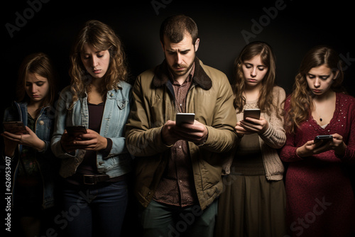 Family fixated on phones and not engaging with each other  photo