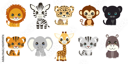 set of cartoon cute animals	