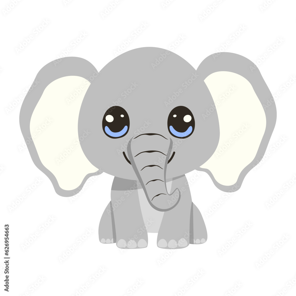 Fototapeta premium Vector cartoon illustration with elephant