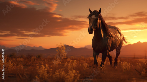 horse in sunset © Moribuz Studio