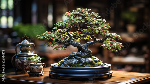 Fotografie Bonsai tree in garden