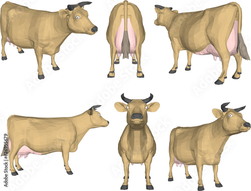 Vector sketch illustration of a farm dairy cow with horns
