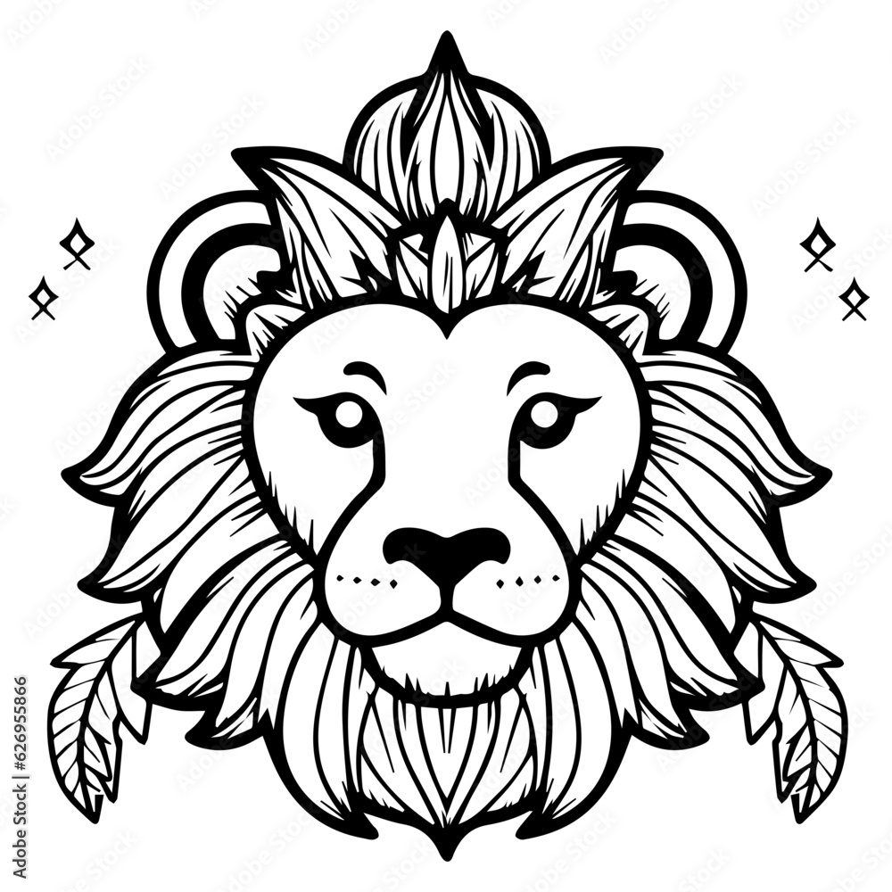 Obraz premium lion coloring page illustration