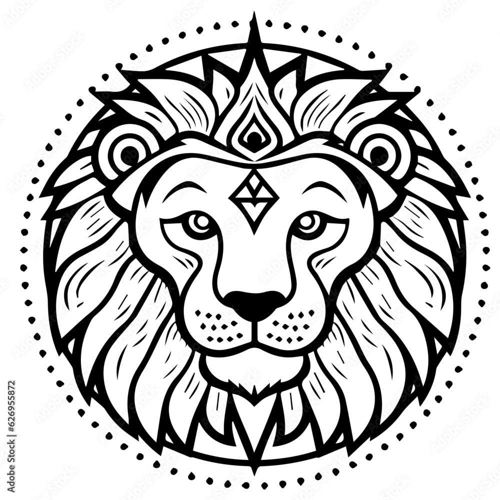 Fototapeta premium lion coloring page illustration