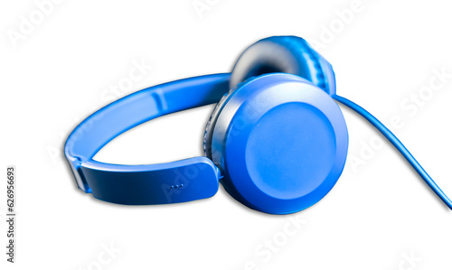  blue headphones with white background