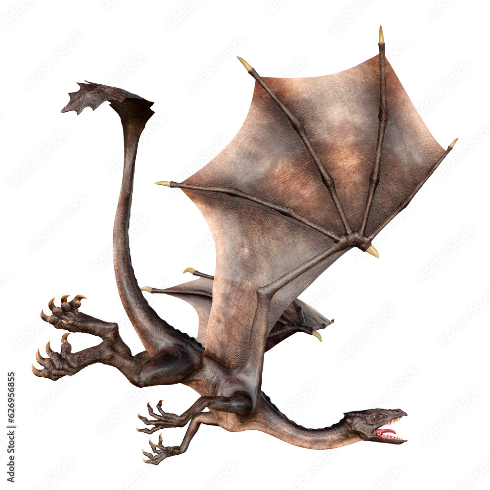Naklejka premium 3D Rendering Fairy Tale Dragon on White