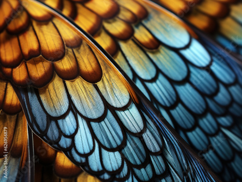 Photo of Butterfly wings  Close-up images of butterfly wings display their colorful patterns  intricate scales  and delicate structures.