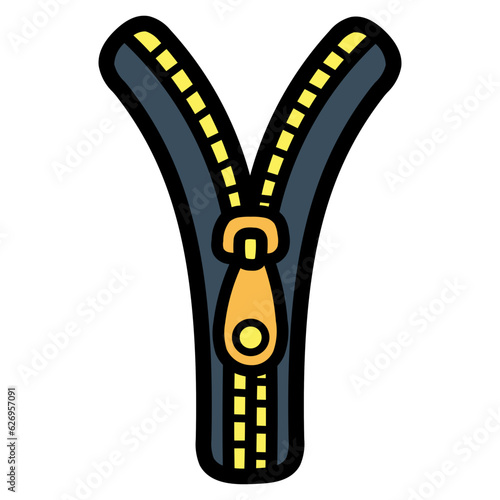 zipper filled outline icon style