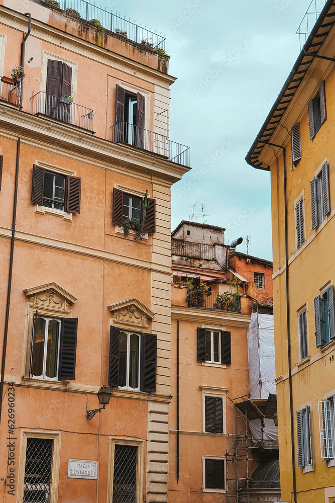 Fototapeta premium Ancient Roman Buildings Street Cityscape, Italy