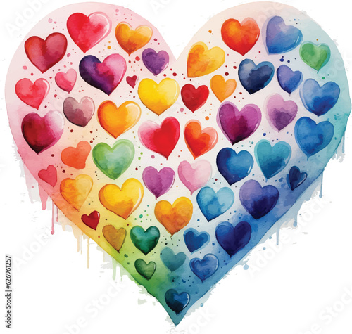 vector watercolor hand-drawn heart collection