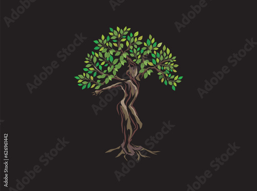 Tableau sur toile Woman Tree logo Vector isolated, dryad tree, mythology, goddess logo