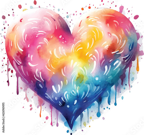 vector watercolor hand-drawn heart collection