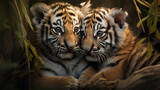 An Illustration of Two Baby Tiger Cubs