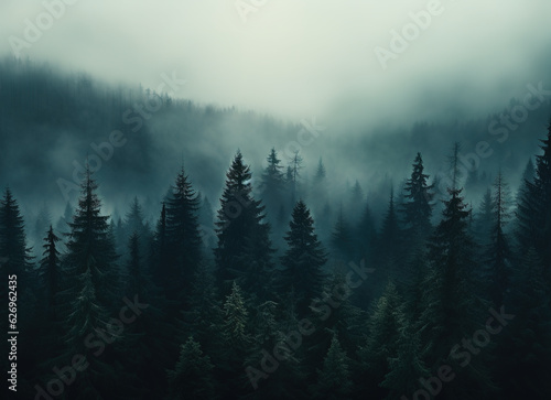mist in the mountains and forest © Yi_Studio