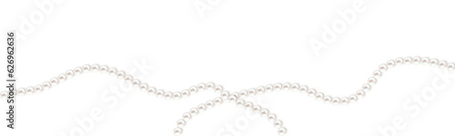 Beautiful vector image of strands of pearls, necklaces on a white background. Beautiful pearl necklace. Jewel. Bead decoration. Vector illustration. White background. Border.
