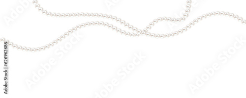 Beautiful vector image of strands of pearls, necklaces on a white background. Beautiful pearl necklace. Jewel. Bead decoration. Vector illustration. White background. Border. photo