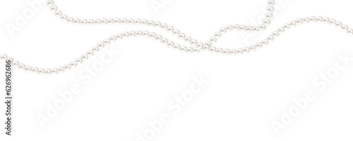 Beautiful vector image of strands of pearls, necklaces on a white background. Beautiful pearl necklace. Jewel. Bead decoration. Vector illustration. White background. Border.