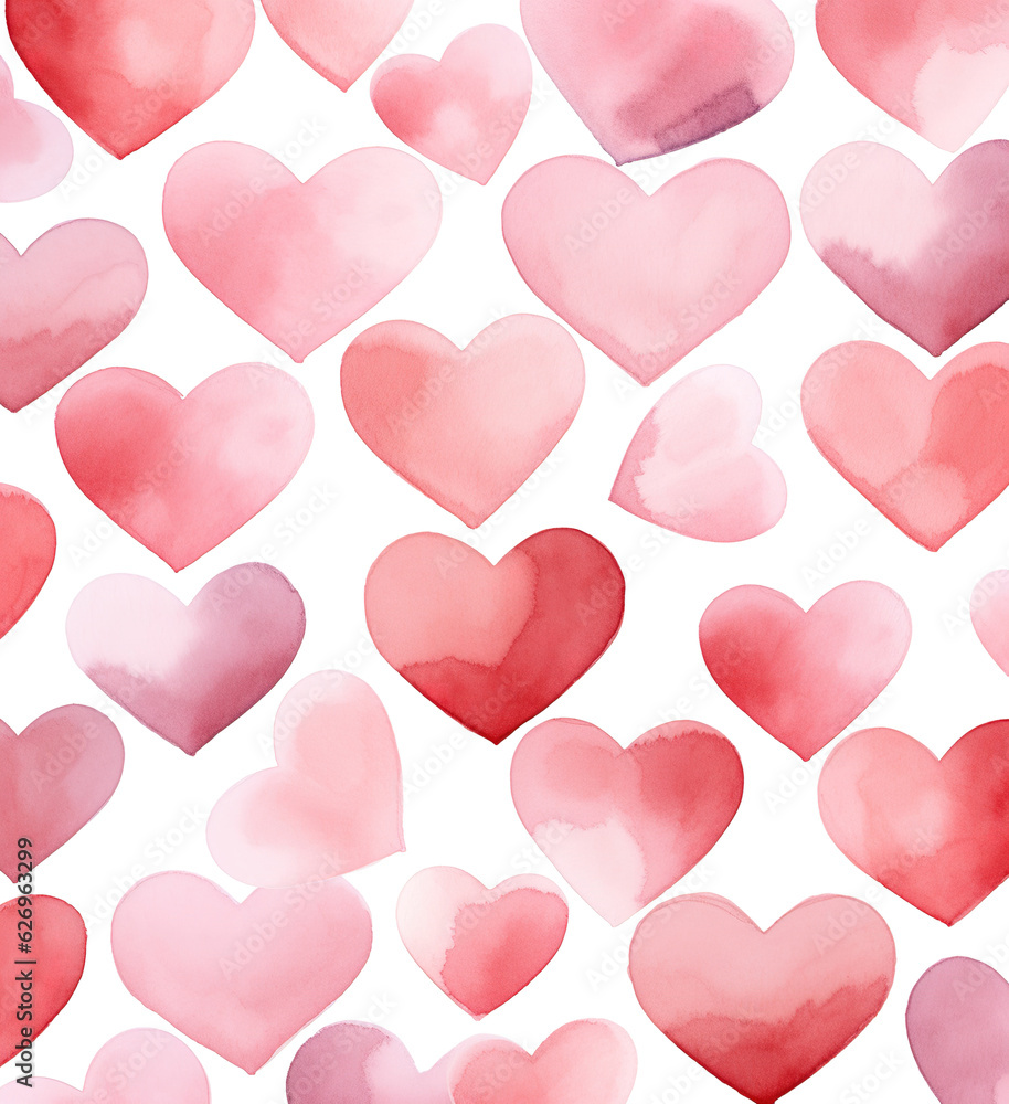 watercolor seamless pattern collection background with hearts