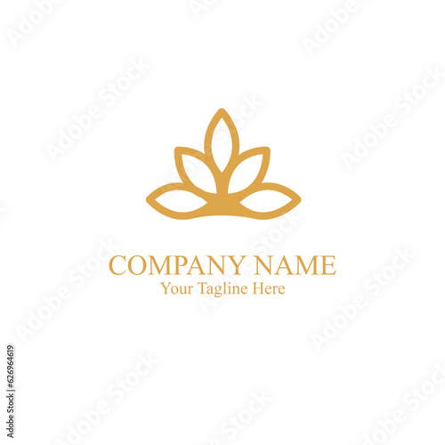 leaf logo forms a crown. aesthetic logo. vector illustration