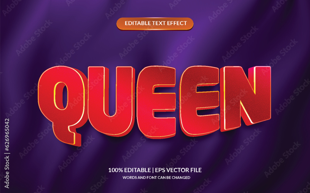 Queen 3D Style Text Effect Full Editable
