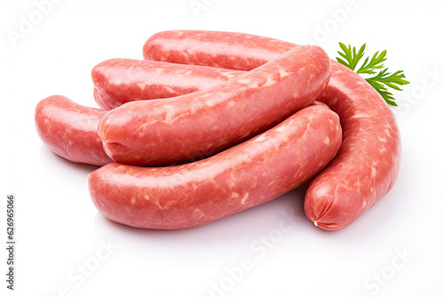 raw sausages isolated on white background