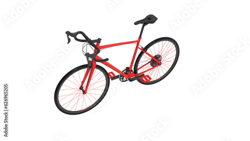 road bicycle top view without shadow 3d render
