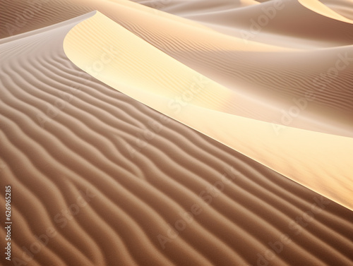 Photo of Patterns in sand dunes: Close-up shots of sand dunes highlight the rippled patterns, curves, and textures formed by wind and erosion. It captures the captivating shapes
