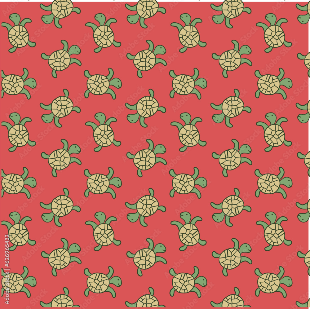 Tropical pattern design with cute turtles 