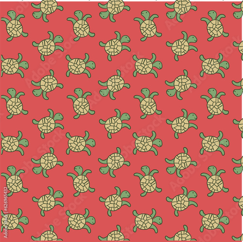 Tropical pattern design with cute turtles  (ID: 626965432)
