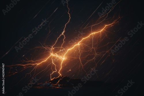 Bright lightning illustration against plain background. Generative AI