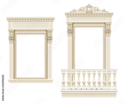 Classic white architectural door facade frame