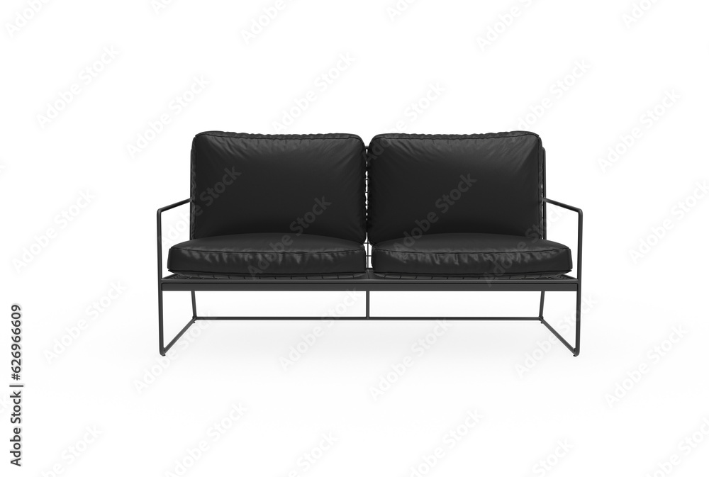 steel and leather front view without shadow 3d render steel and leather front view without shadow 3d render