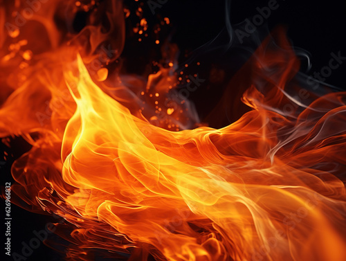 Photo of Close-up of a flame in slow motion: Close-up images of a flame in slow motion capture the dynamic movement, swirling patterns, and the way the flames dance and change shape. 