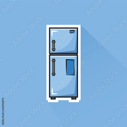 Illustration Vector of Blue Fridge in Flat Design