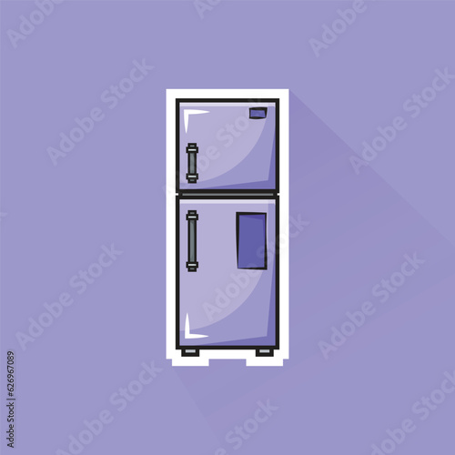 Illustration Vector of Purple Fridge in Flat Design