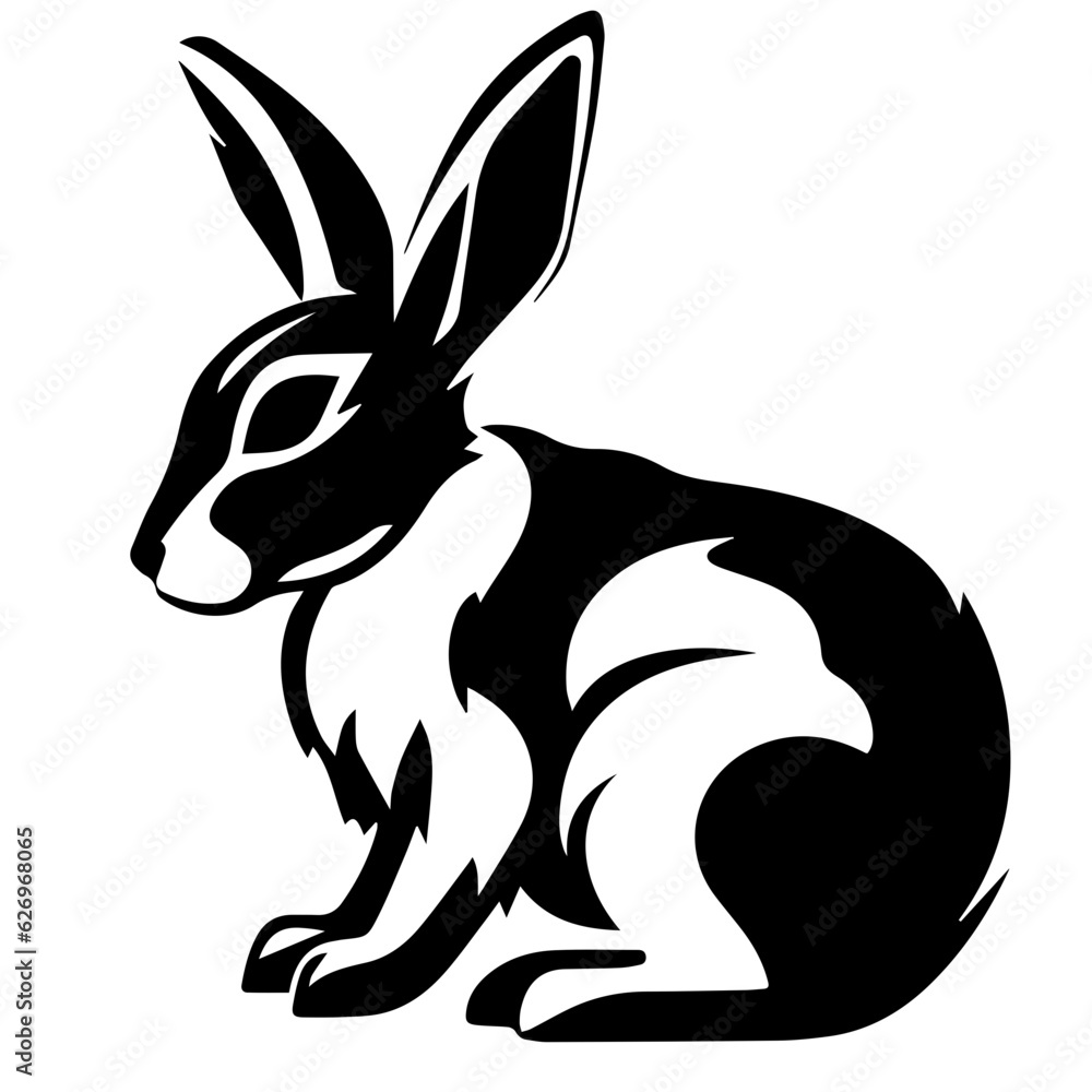 Silhouettes of easter bunny isolated on a white background