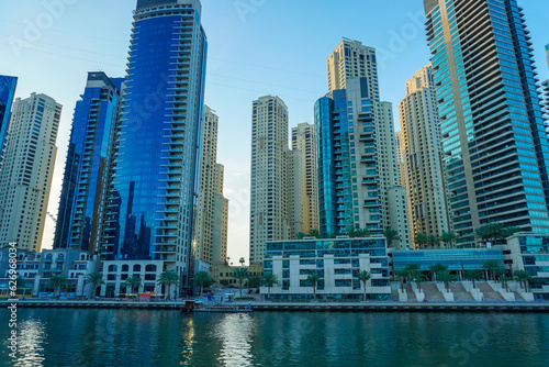 Dubai Marina in Dubai  UAE. View of the skyscrapers and the canal