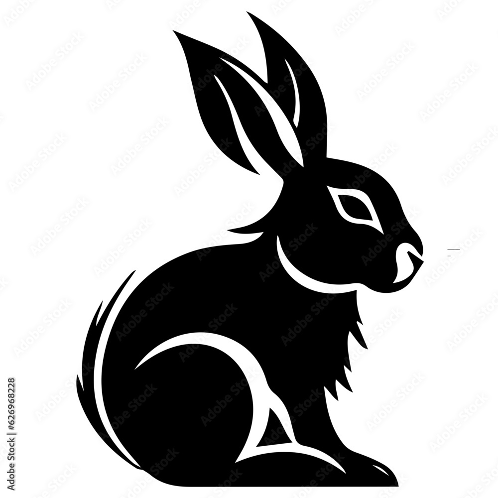 Naklejka premium Silhouettes of easter bunny isolated on a white background