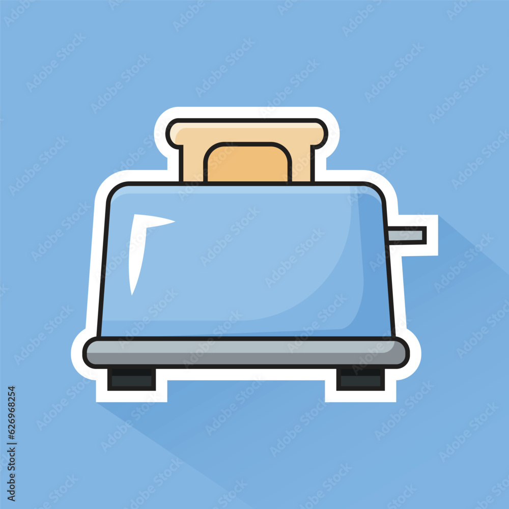 Illustration Vector of Blue Toaster in Flat Design