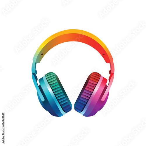 vector colourful headphone logo template design