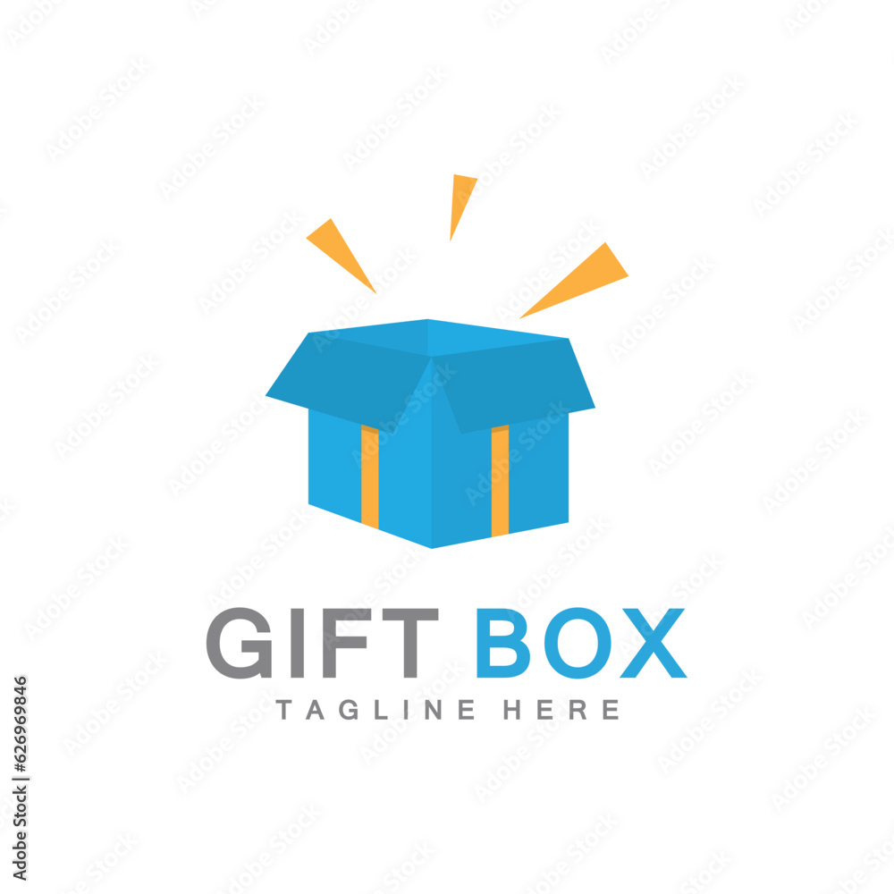 Gift Box Logo Template Isolated on White Background Gift Box Logo Template Isolated on White Background
