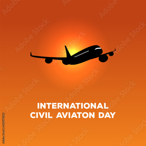 international civil aviation day template design vector illustration with a plane that is flaying