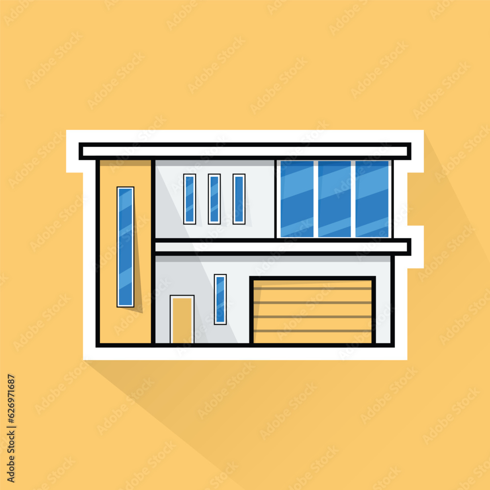 Illustration Vector of Yellow Modern House 2 in Flat Design Illustration Vector of Yellow Modern House 2 in Flat Design